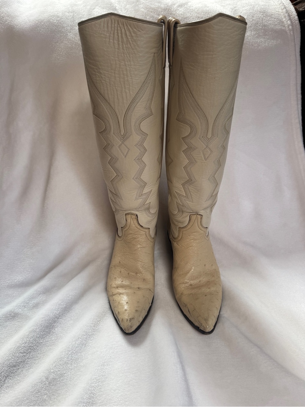 Vintage Cream Western Leather Boots